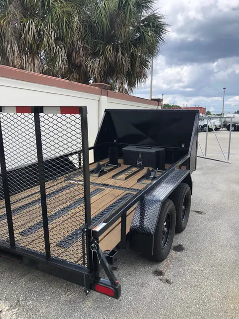 Mesh rear ramp gate of the 6x12 motorcycle trailer
