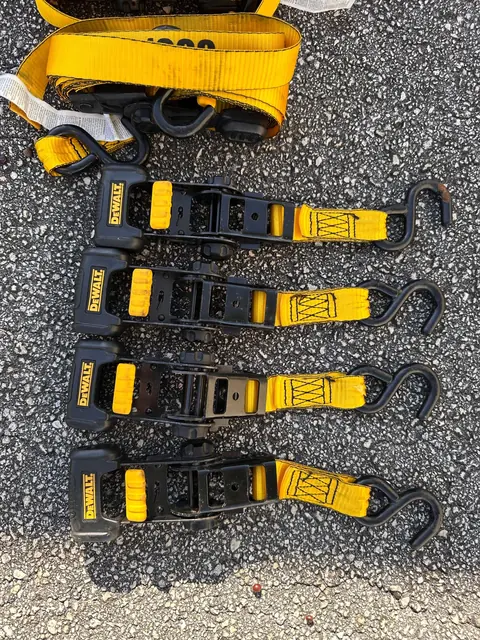 Ratchet tie-down straps for the motorcycle trailer